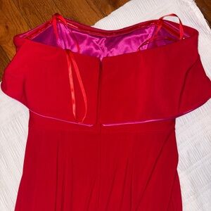 Aqua Red Maxi Dress with Pink Lining